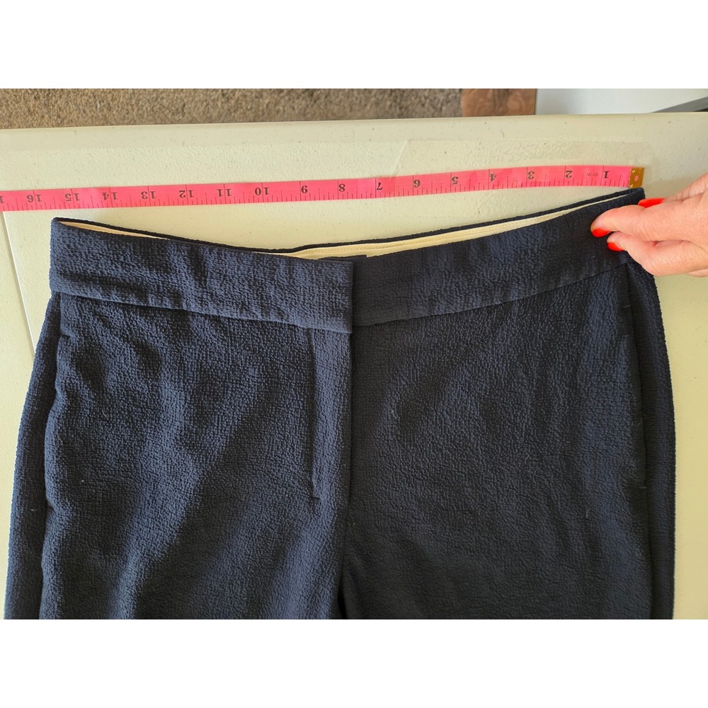 MM.LaFleur Womens 8 Pants Culotte Navy Blue Wide Leg High Rise Side Pleat Crepe - Picture 9 of 12